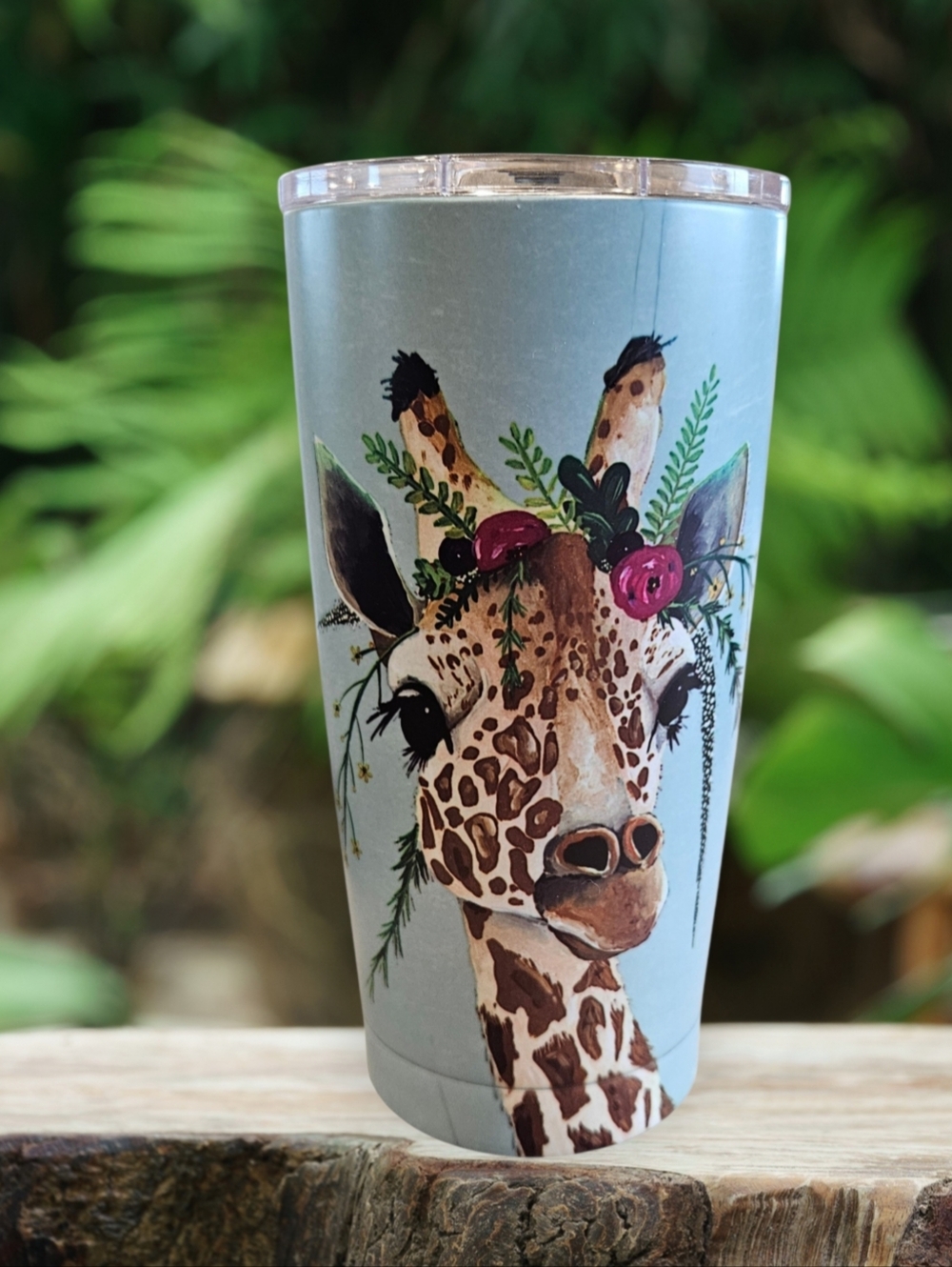 NWOT Insulated Whimsical Giraffe Print Tumbler - Blue, 20 oz.